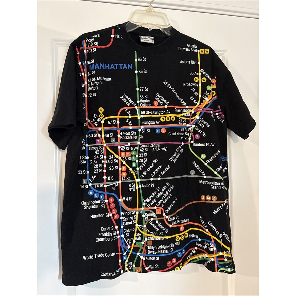 Vtg NYC Subway Line MTA T-Shirt Black Short Sleeve Shirt ADULT SMALL Streetwear